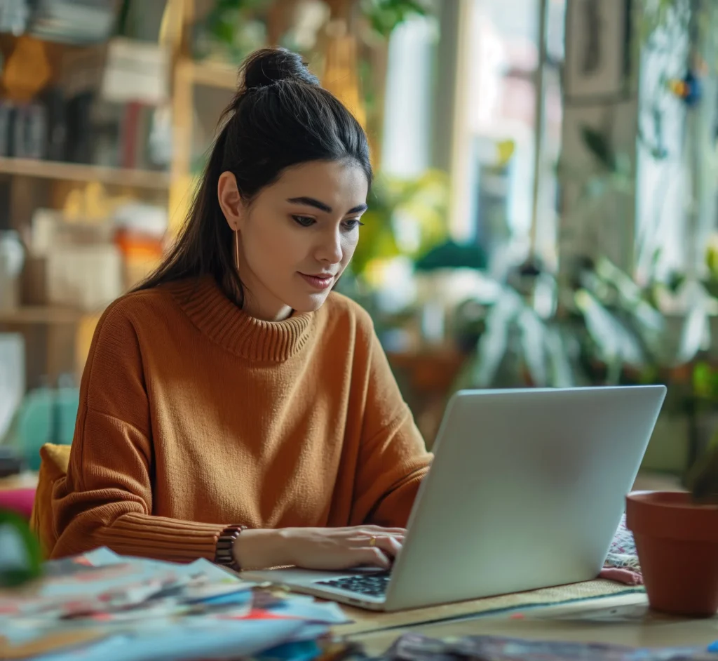 medium shot woman living as digital nomad